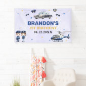 Banderoles Police Boy 1er anniversaire fête (En situation)
