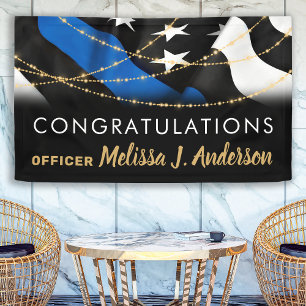Banderoles Police Graduation Party Gold mince Ligne bleue