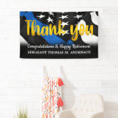 Banderoles Police Retraite Blue Gold Script application de la (En situation)