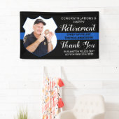 Banderoles Police Retraite personnalisée Photo Blue Line Part (En situation)