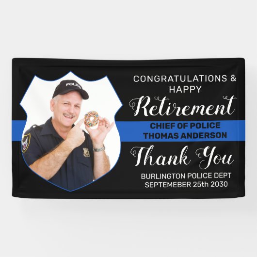 Banderoles Police Retraite personnalisée Photo Blue Line Part (Horizontal)