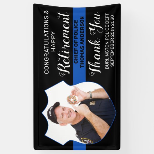 Banderoles Police Retraite personnalisée Photo Blue Line Part (Vertical)