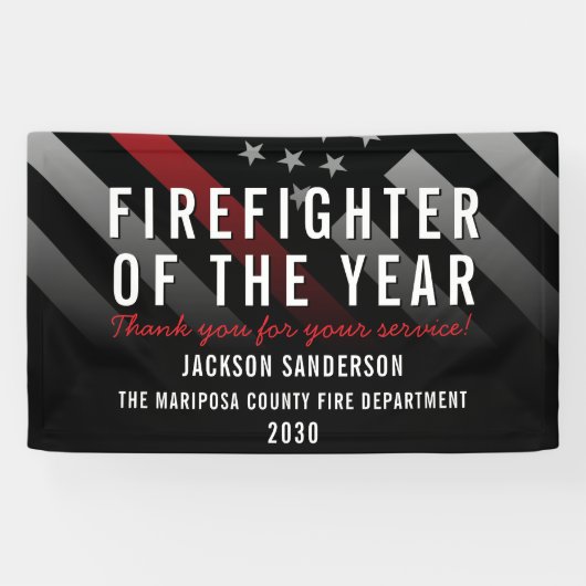 Banderoles Pompier de l'année Employé Red Line Drapeau (Horizontal)