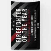 Banderoles Pompier de l'année Employé Red Line Drapeau (Vertical)