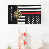 Banderoles Pompier Fire Academy Red Line Drapeau Graduation (En situation)