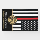 Banderoles Pompier Fire Academy Red Line Drapeau Graduation (Horizontal)