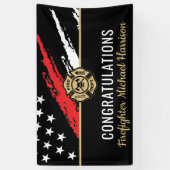 Banderoles Pompier Fire Academy Red Line Drapeau Graduation (Vertical)