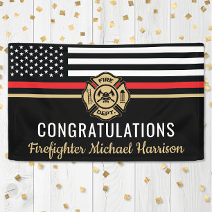 Banderoles Pompier Fire Academy Red Line Drapeau Graduation