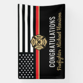 Banderoles Pompier Pompier - École des pompiers - Mince ligne (Verticale)