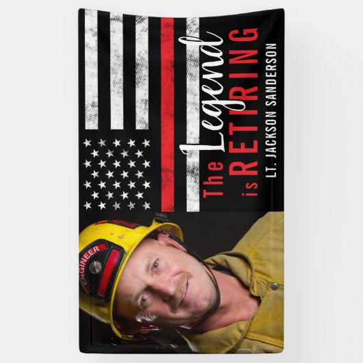 Banderoles Pompier Retraite Ligne Rouge Photo pompier (Vertical)