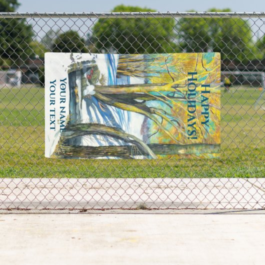 Banderoles Pont en hiver Peinture aquarelle (En situation)