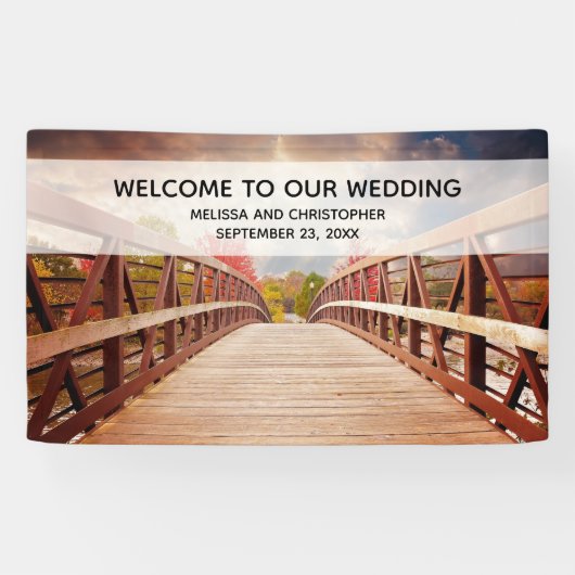 Banderoles Pont rustique en bois dans le Mariage campagnard (Horizontal)