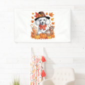Banderoles Poodle Thanksgiving Boissons Café Automne Feuilles (En situation)