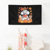 Banderoles Poodle Thanksgiving Boissons Café Automne Feuilles (En situation)