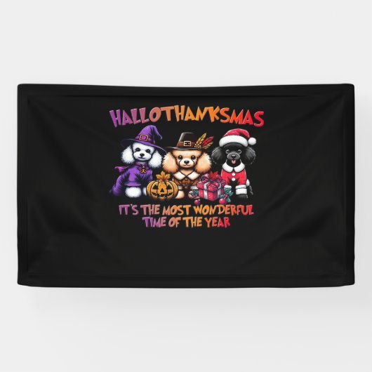 Banderoles Poodween Thanksgiving Noël Classique T- (Horizontal)