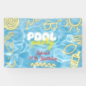 Banderoles Pool summer neon vibes birthday party (Horizontal)
