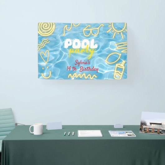 Banderoles Pool summer neon vibes birthday party (Salon professionnel)