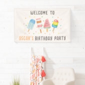 Banderoles Pop on Over and Chill Icecream Anniversaire de enf (En situation)