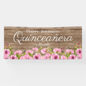 Banderoles Poppies roses rustiques Quinceañera (Horizontal)