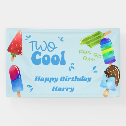Banderoles Popsicle Party Deux garçons Cool 2e fête d'anniver (Horizontal)