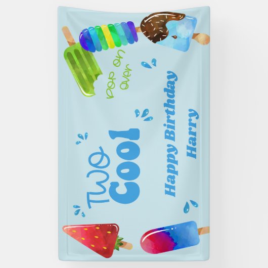 Banderoles Popsicle Party Deux garçons Cool 2e fête d'anniver (Vertical)