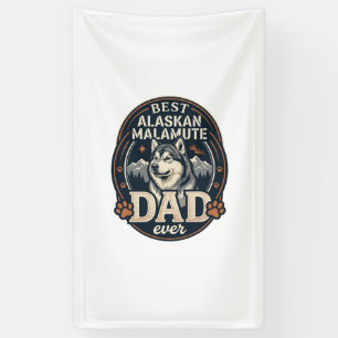 Banderoles Portrait de chien père Malamute d'Alaska Badge Mon