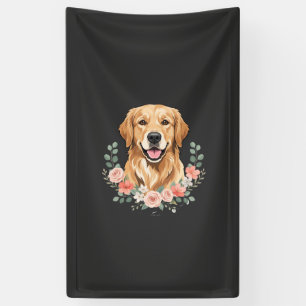 Banderoles Portrait de chien Retriever doré floral Sublimatio