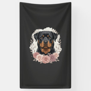 Banderoles Portrait de Rottweiler floral sublimation