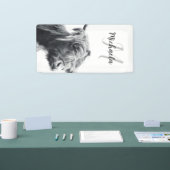 Banderoles Portrait de vache Highland premier monogramme noir (Salon professionnel)