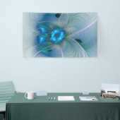 Banderoles Position, Abstrait bleu turquoise fractal (Salon professionnel)