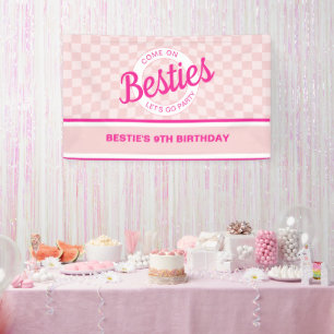 Banderoles Poupée rose rétro Laissons Aller Fête Anniversaire