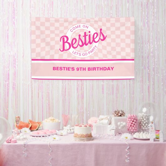 Banderoles Poupée rose rétro Laissons Aller Fête Anniversaire (Fête)