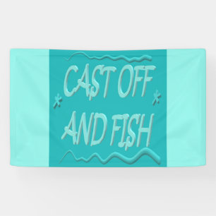 Banderoles Pour les gens qui vont à la pêche design bleu clai