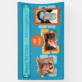 Banderoles Pour les hommes 40e ajouter des photos nom bleu fê (Vertical)