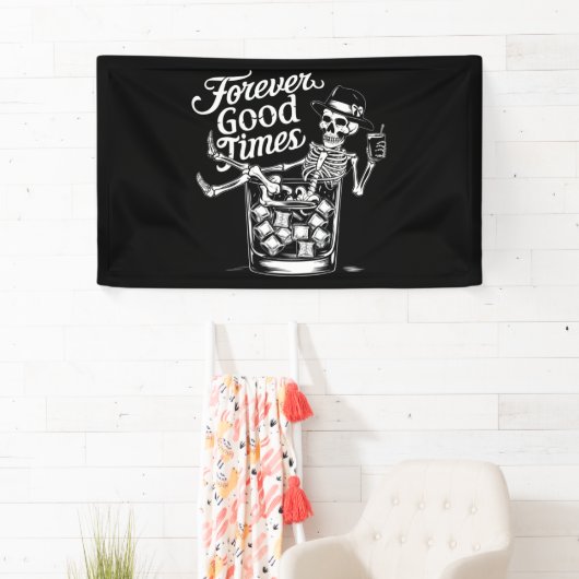 Banderoles Pour toujours bon temps drôle Halloween crâne (En situation)