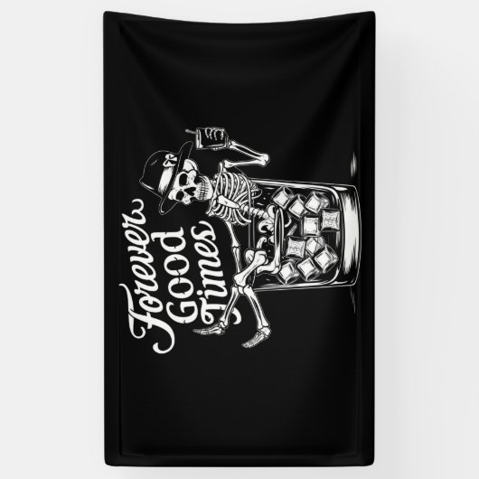 Banderoles Pour toujours bon temps drôle Halloween crâne (Vertical)