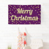 Banderoles Pourpre de confettis de Bling d'or de Joyeux Noël (En situation)