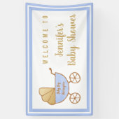 Banderoles Poussette bleue Baby Boy Douche Bienvenue (Vertical)