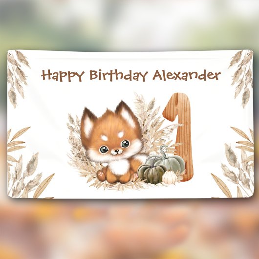 Banderoles Premier Anniversaire Automne Petit Fox Boy Banner