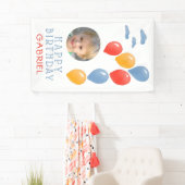 Banderoles Premier anniversaire Balloon bleu Photo de l'anniv (En situation)