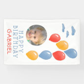 Banderoles Premier anniversaire Balloon bleu Photo de l'anniv (Horizontal)