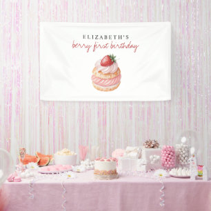 Banderoles Premier Anniversaire Chic Sucré aux Fruits Rouges