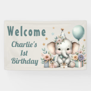 Banderoles Premier anniversaire de bébé éléphant