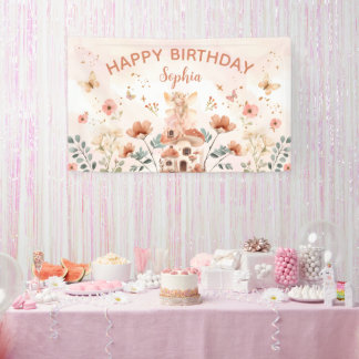 Banderoles Premier anniversaire de la fille aux champignons d