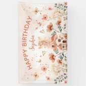 Banderoles Premier anniversaire de la fille aux champignons d (Vertical)