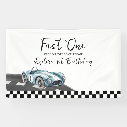 Banderoles Premier Anniversaire de Voiture de Course Rapide (Horizontal)