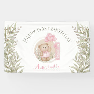 Banderoles Premier Anniversaire Mignonne Teddy Bear Ballons C