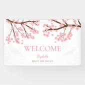 Banderoles Premier Anniversaire Printemps Cerise Fleurs Flora (Horizontal)