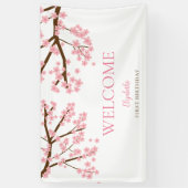 Banderoles Premier Anniversaire Printemps Cerise Fleurs Flora (Vertical)