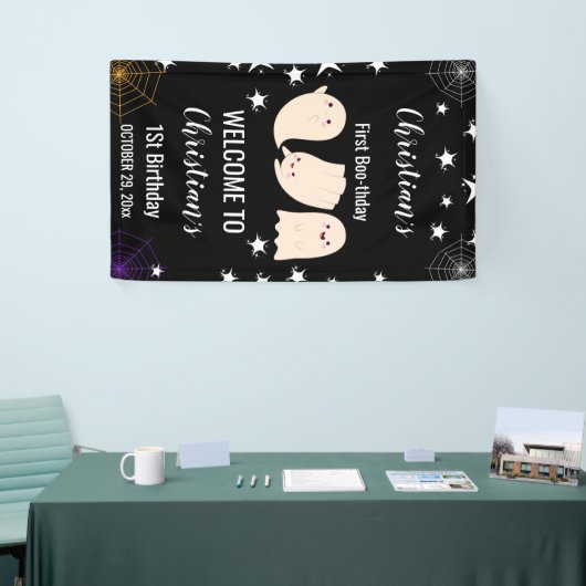 Banderoles Premier Boo-thday Halloween Ghost 1er anniversaire (Salon professionnel)